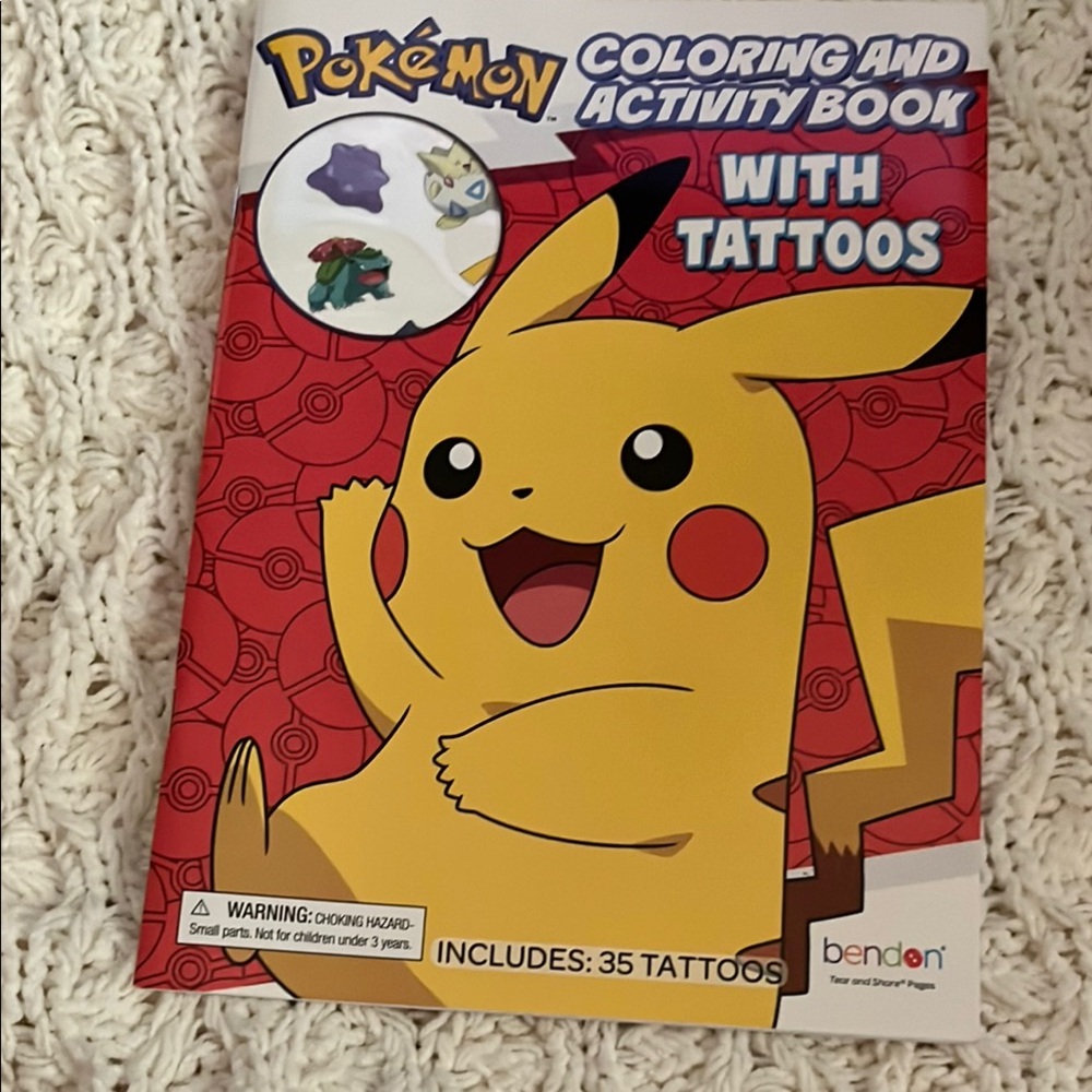 Pokemon Coloring and Activity Book with Tattoos - Red and Yellow